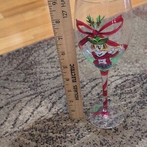Festive Hand-Painted Wine Glass